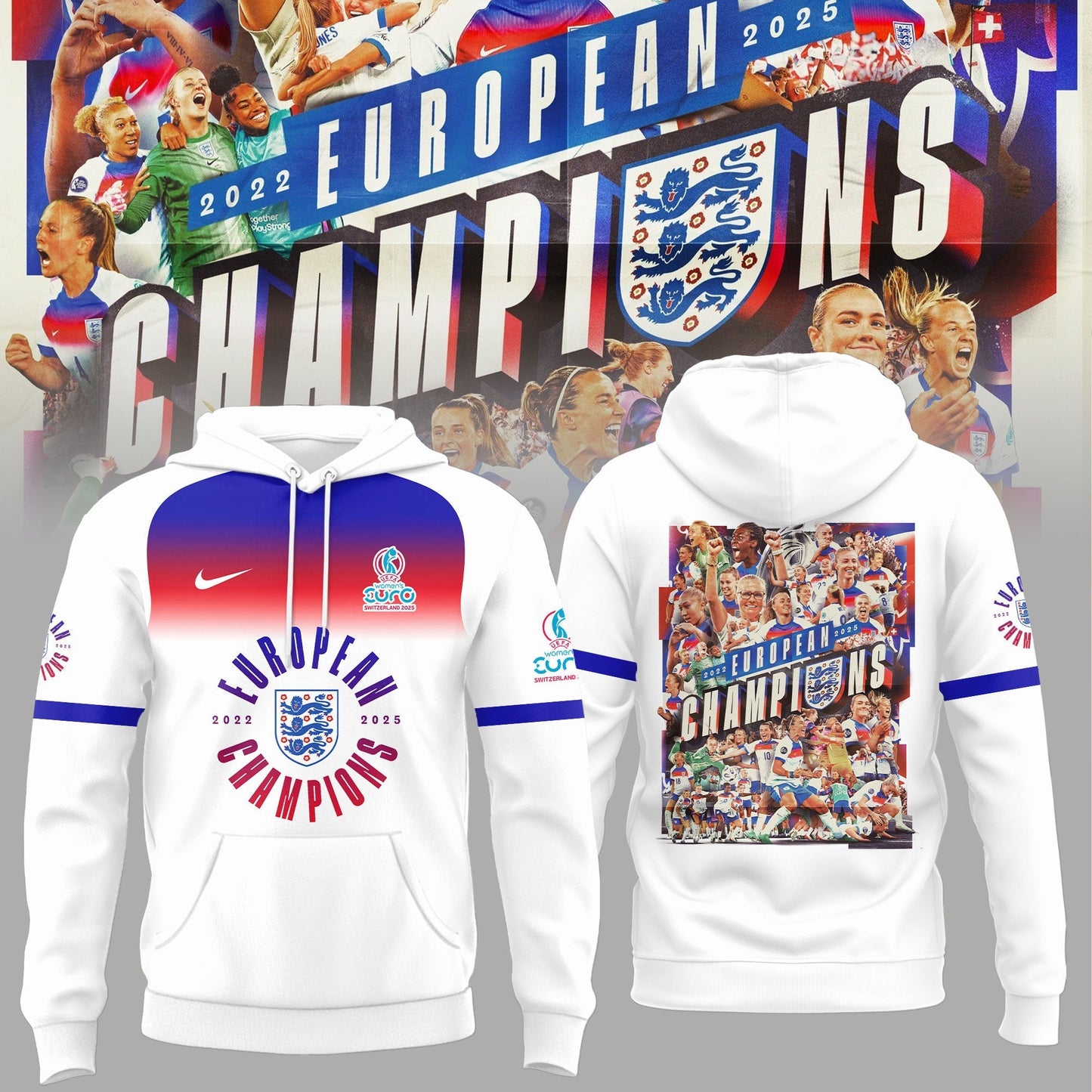 Limited Edition England Champions UEFA Women’s EURO 2025 Hoodie