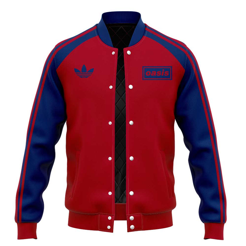 Limited Edition Oasis “Live ’25” London Baseball Jacket Red-Blue