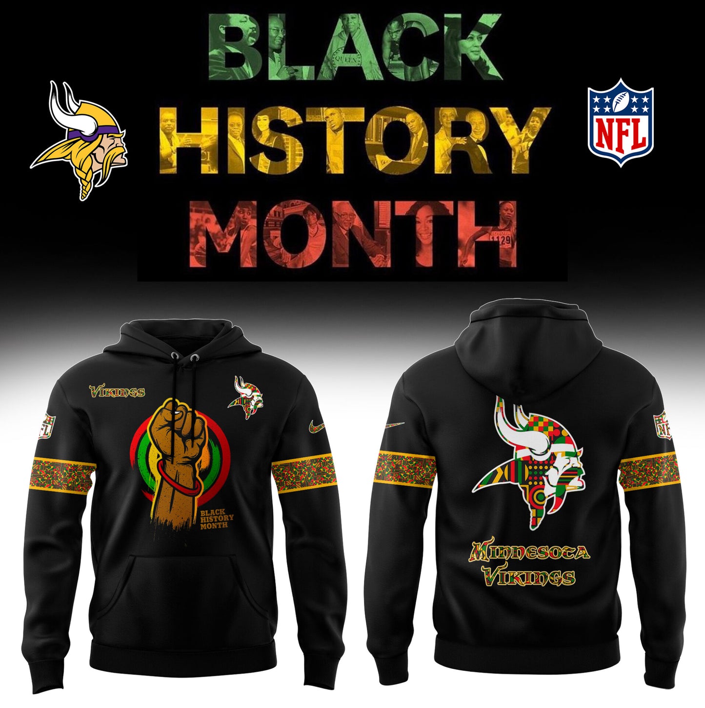 Limited Edition Minnesota Vikings x Black History Month Hoodie Gift For Fan 2025