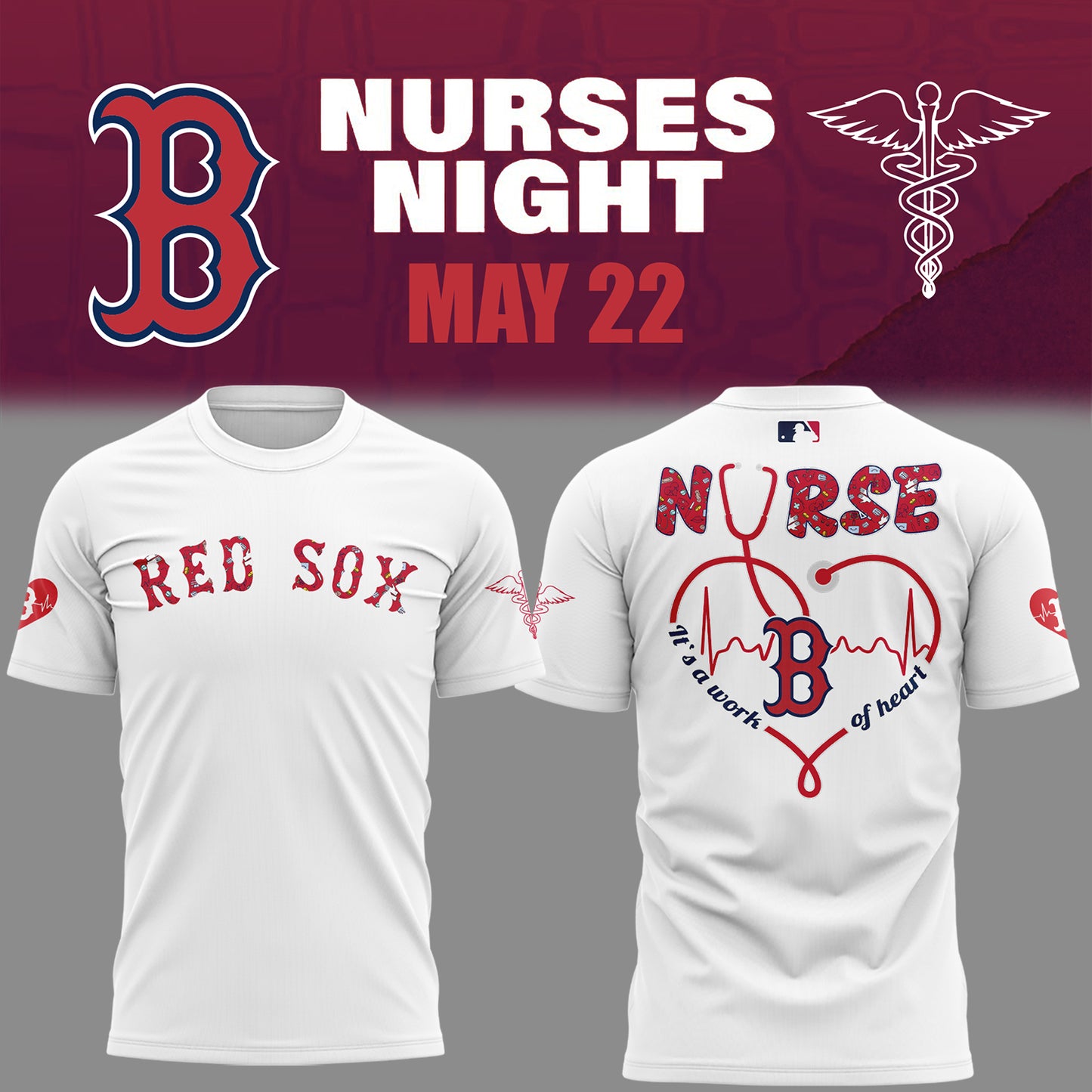 Limited Edition Red Sox Baseball NURSES NIGHT TShirt