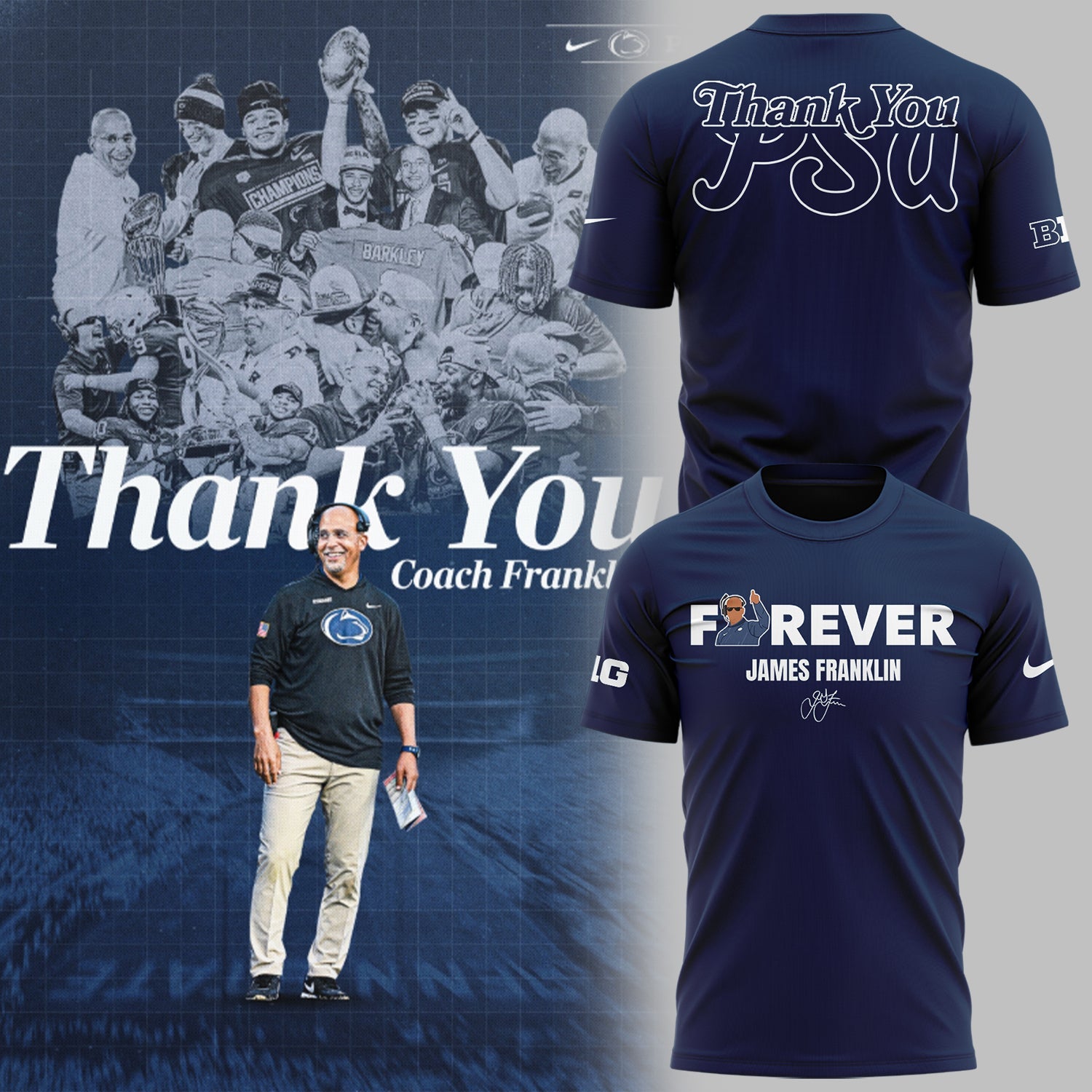 Limited Edition PSU Football Thank You Coach Flanklin T-Shirt