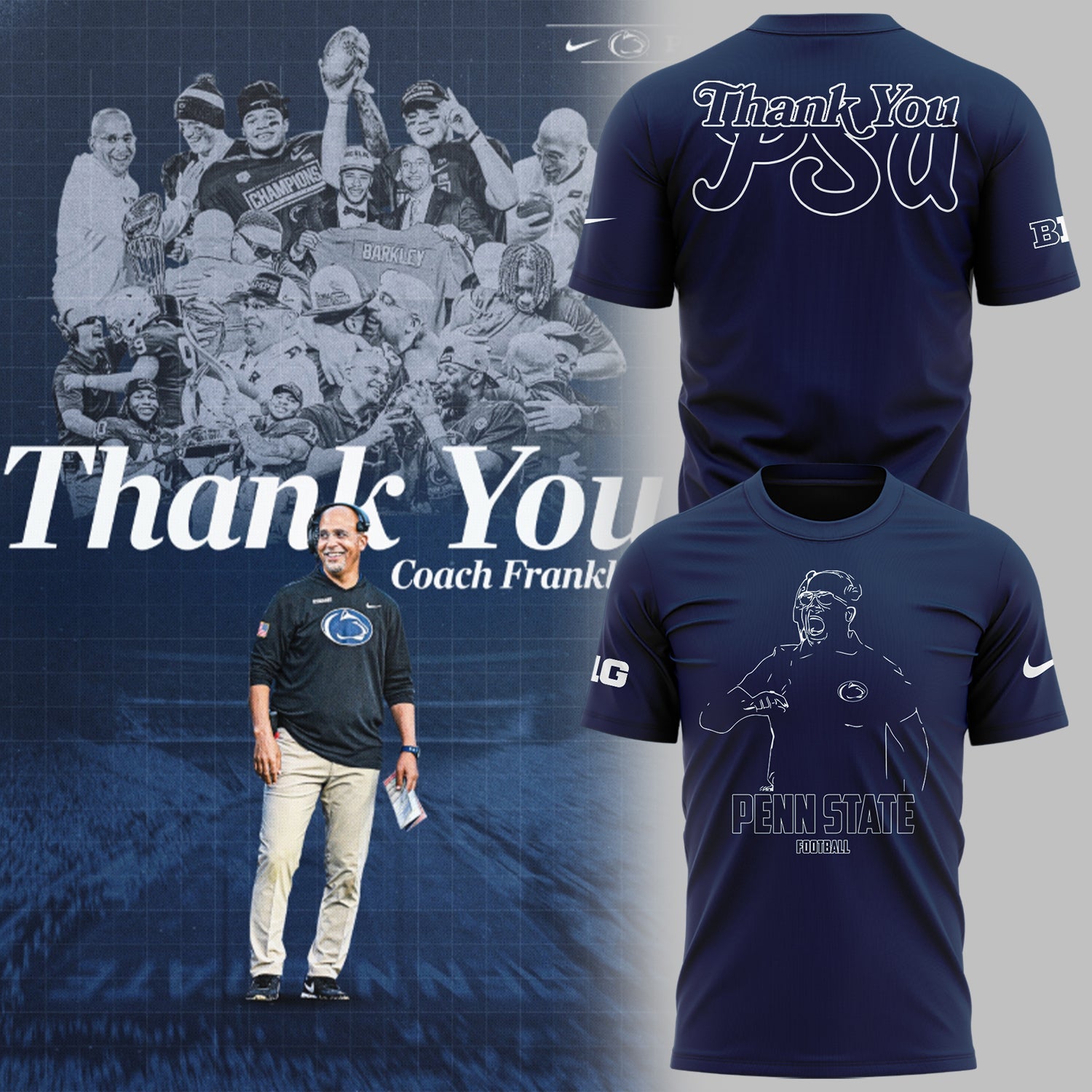 Limited Edition PSU Football Thank You Coach Flanklin T-Shirt