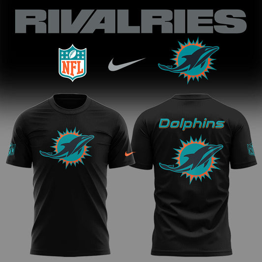 Limited Edition Dolphins Football Rivalries Teaser Black White TShirt