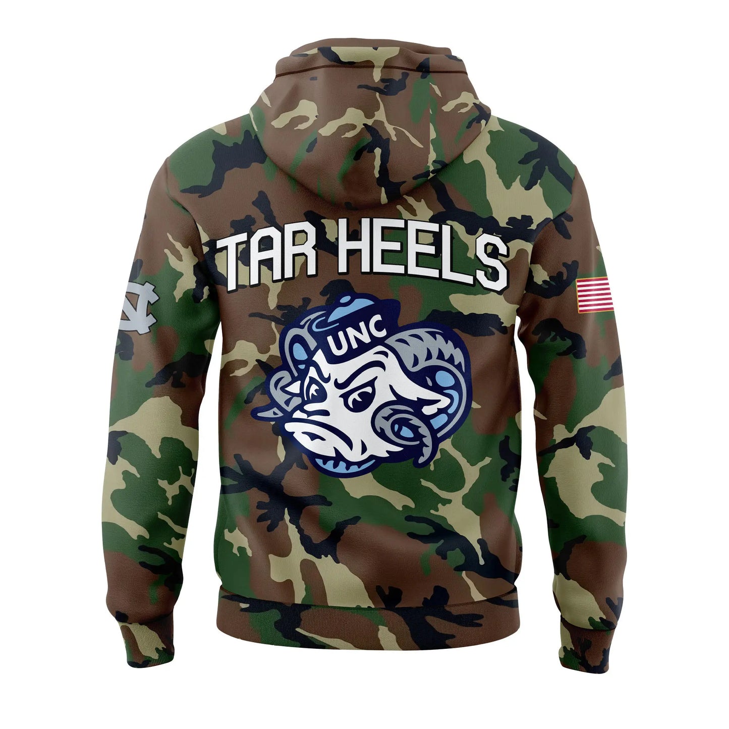 Limited Edition North Carolina Football Thanks Veterans Camo Hoodie -  - Carolina Tar Heels Shirt