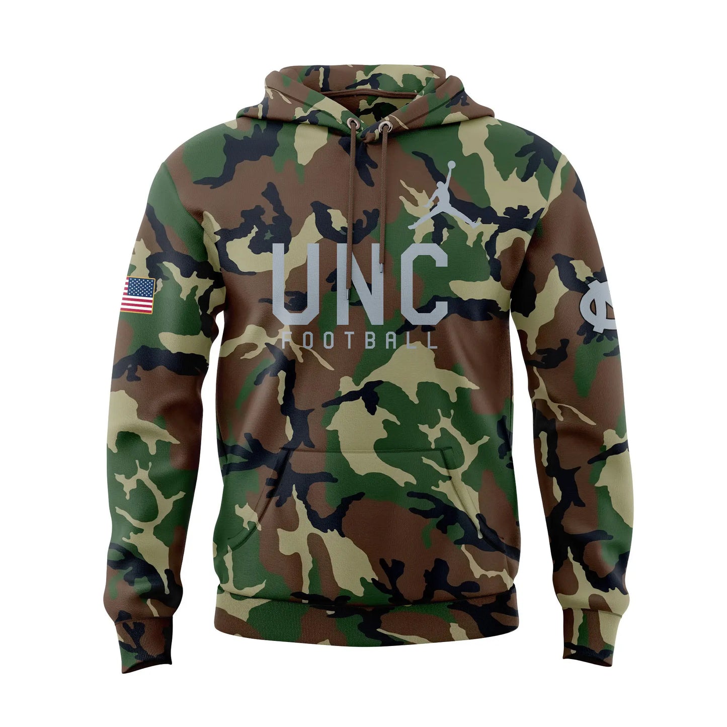 Limited Edition North Carolina Football Thanks Veterans Camo Hoodie -  - Carolina Tar Heels Shirt