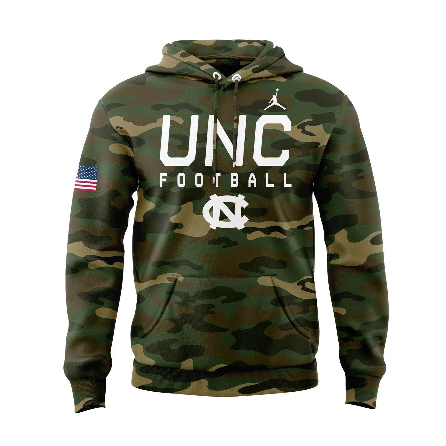 Limited Edition North Carolina Football Thanks Veterans Camo Hoodie -  - Carolina Tar Heels Shirt