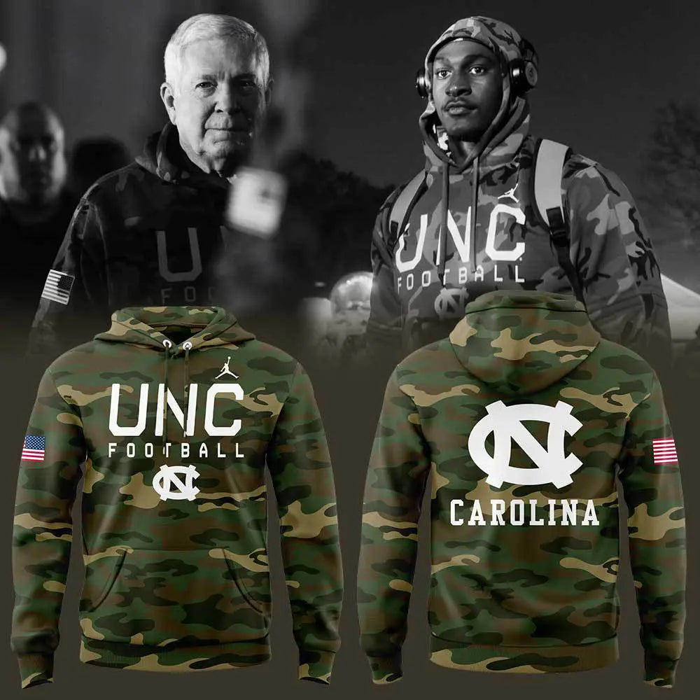 Limited Edition North Carolina Football Thanks Veterans Camo Hoodie -  - Carolina Tar Heels Shirt