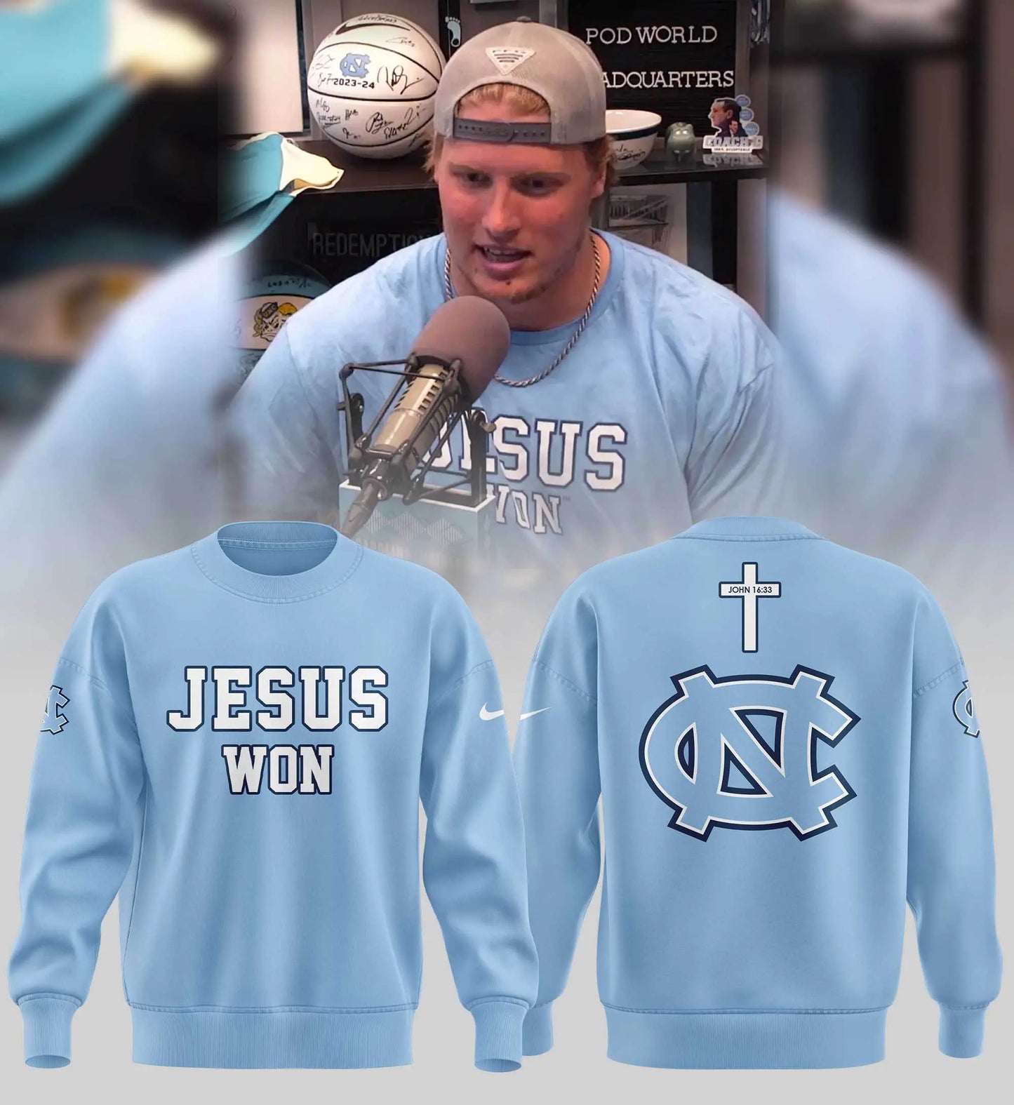 Limited Edition UNC Football JESUS WON Sweatshirt -  - Carolina Tar Heels Shirt