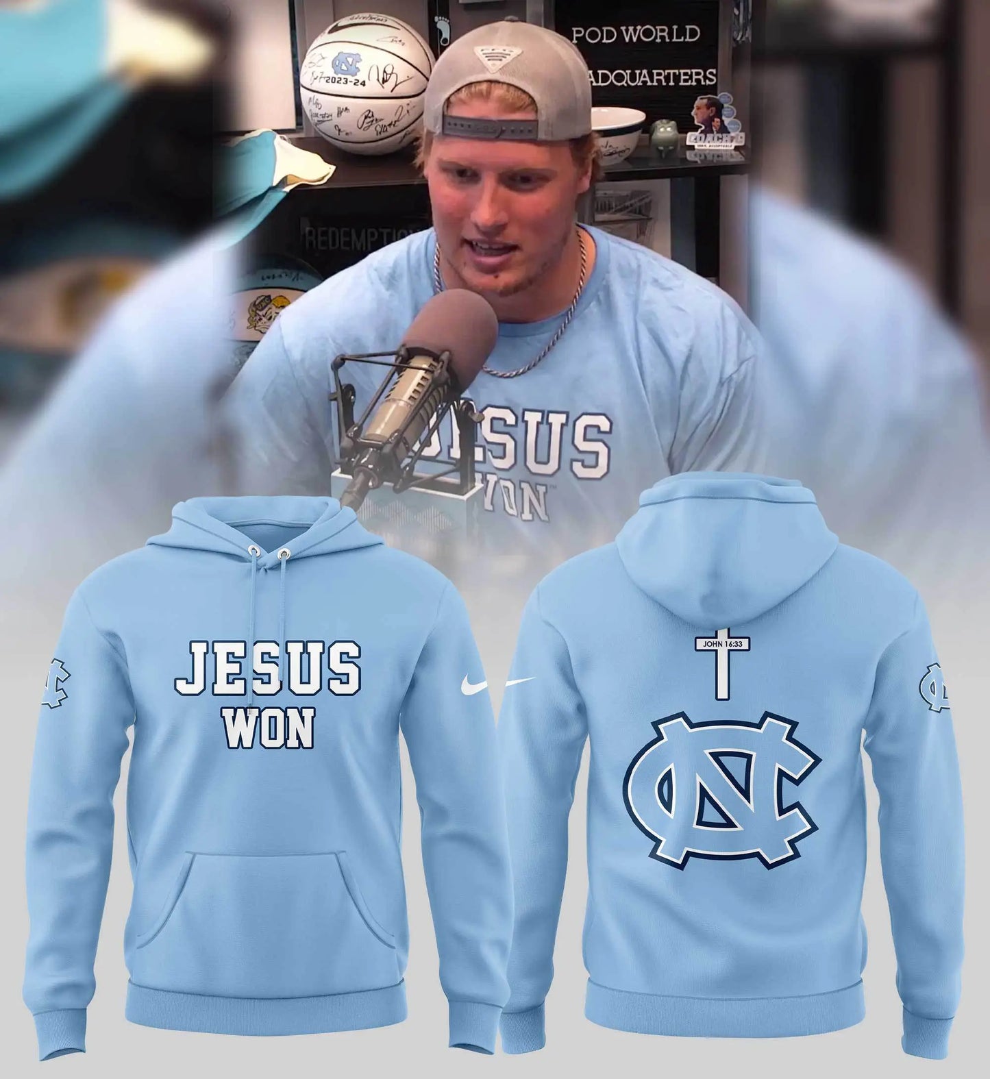 Limited Edition UNC Football JESUS WON Hoodie -  - Carolina Tar Heels Shirt