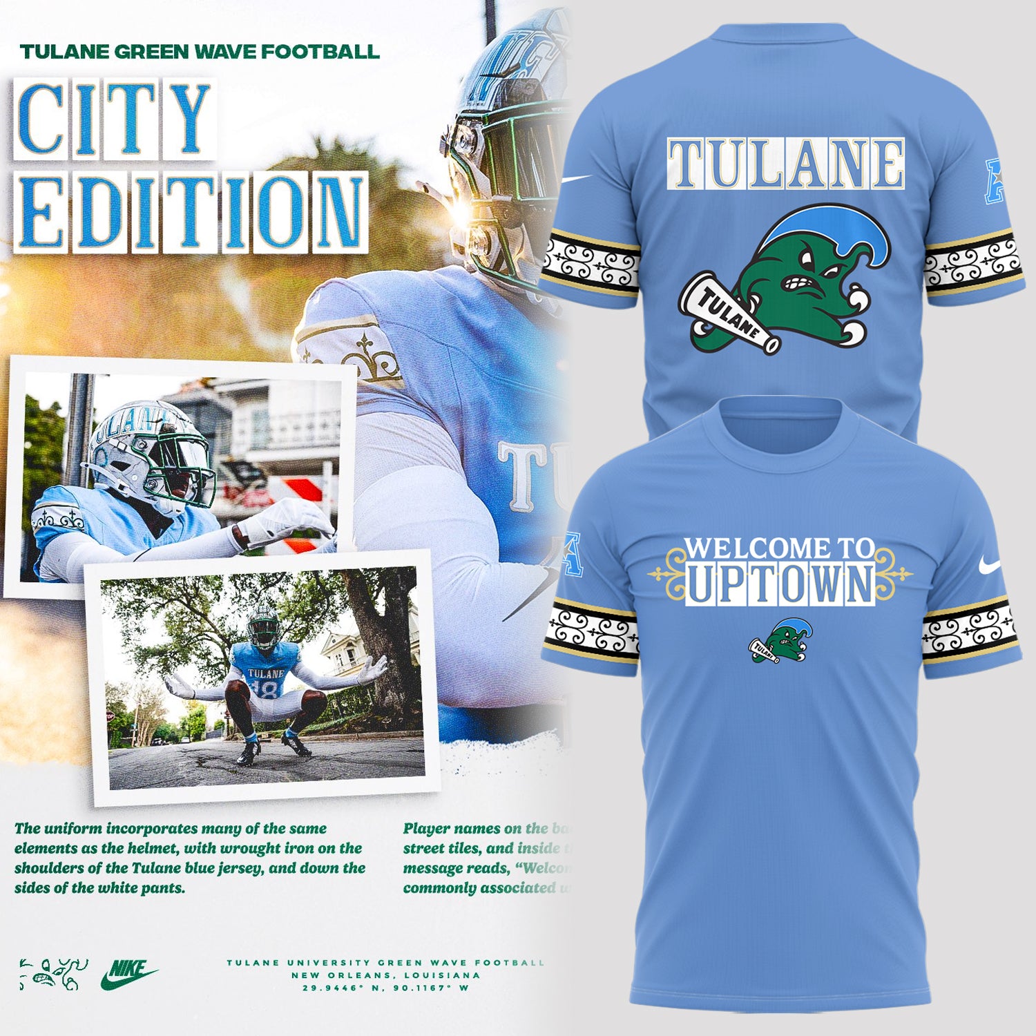Limited Edition Tulane Football City Edition #UptownFootball Shirt-PA102225002