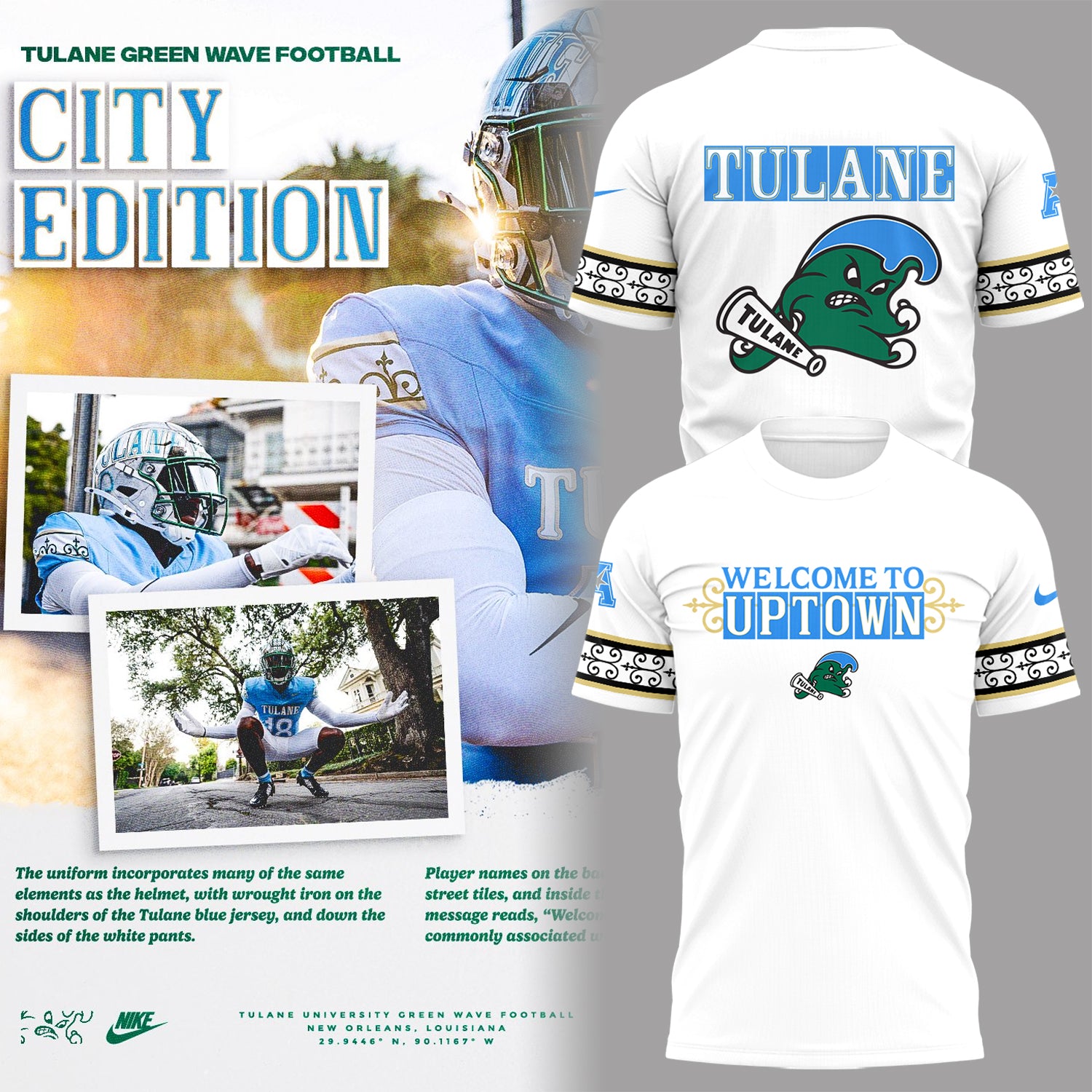 Limited Edition Tulane Football City Edition #UptownFootball Shirt-PA102225004