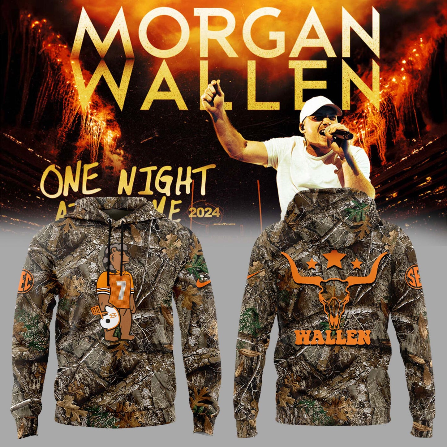 Limited Edition Tennessee x Morgan Wallen Realtree Camo Hoodie-PU092624513