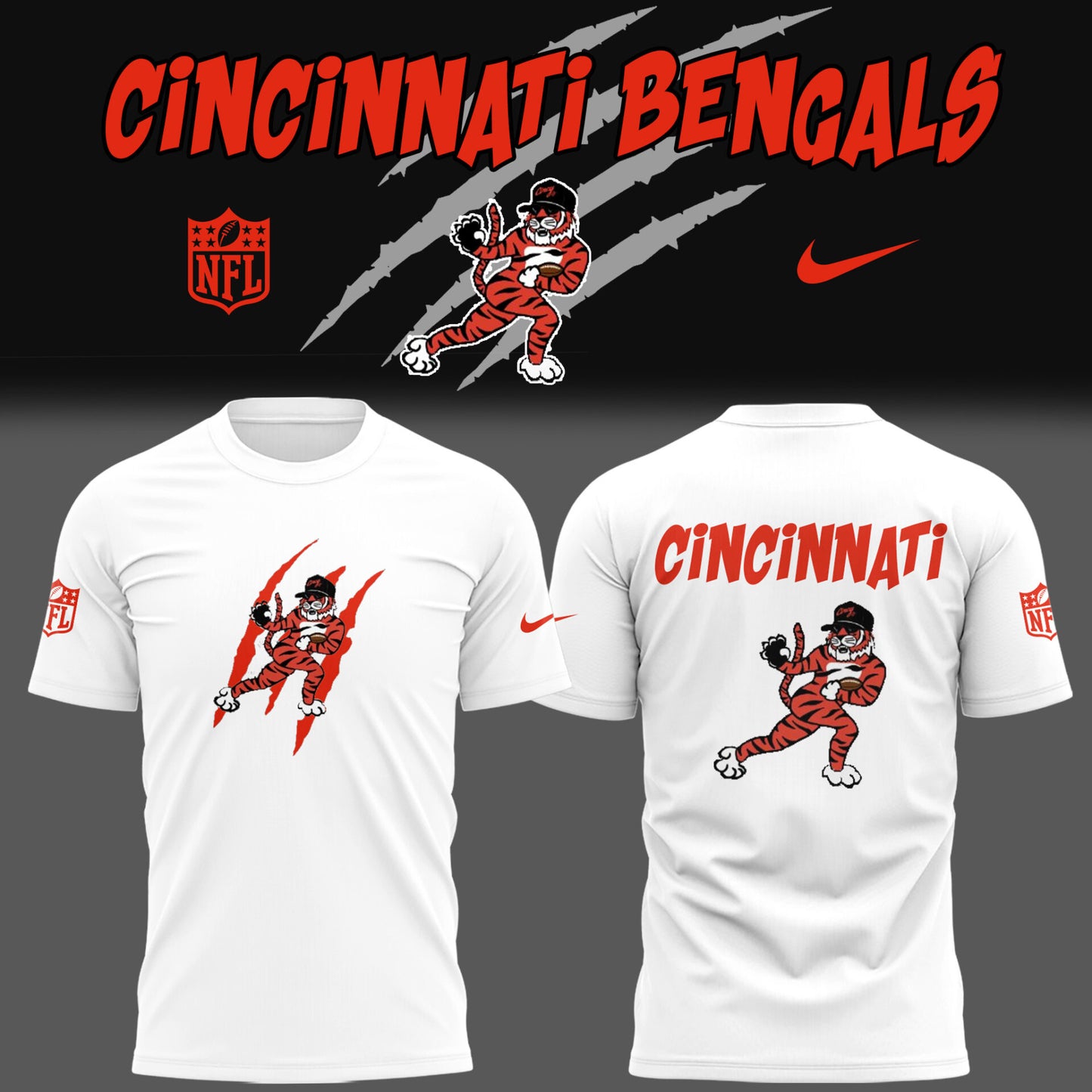 Limited Edition Bengals Football New Logo White TShirt