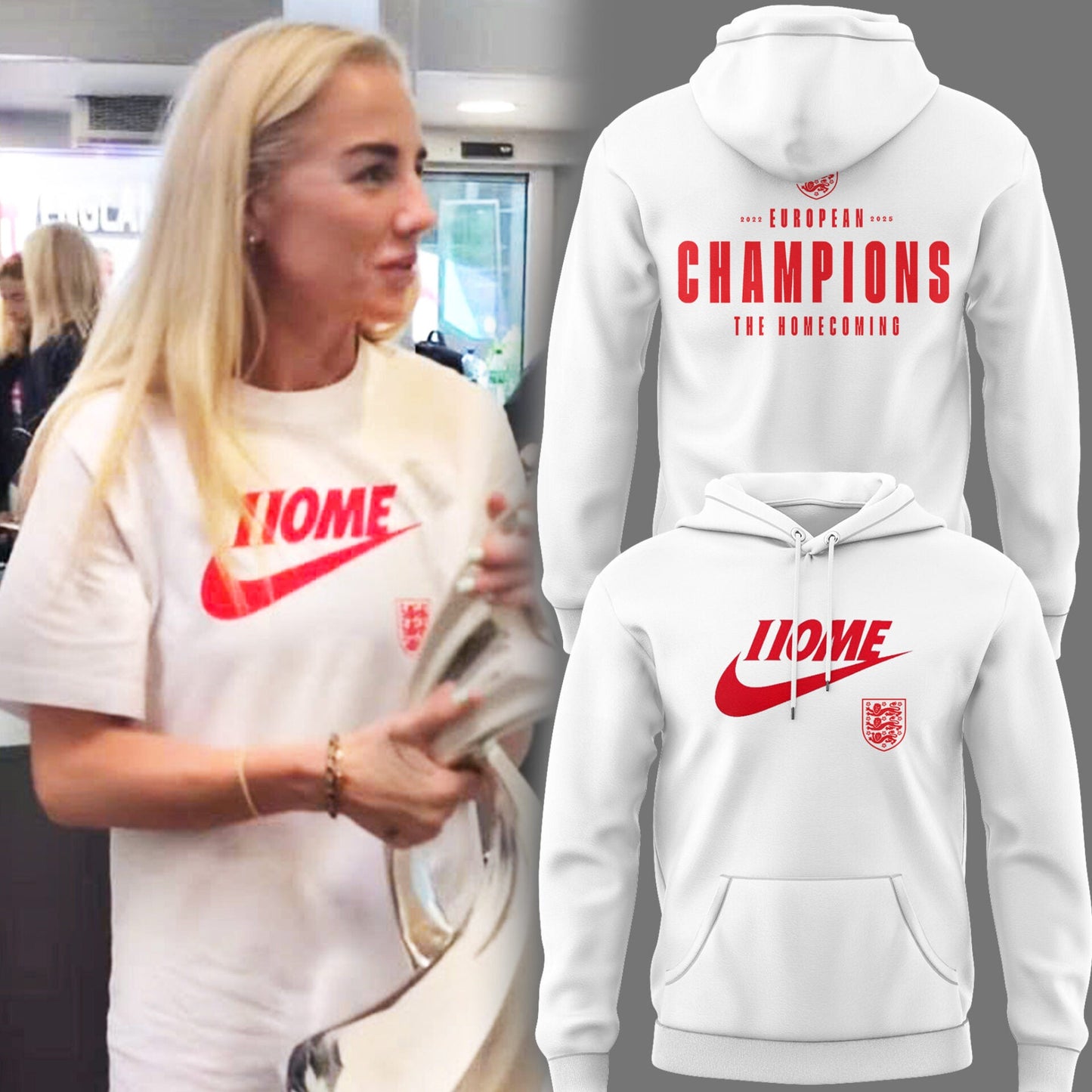 Limited Edition ENGLAND Soccer NK Home Lionesses Hoodie
