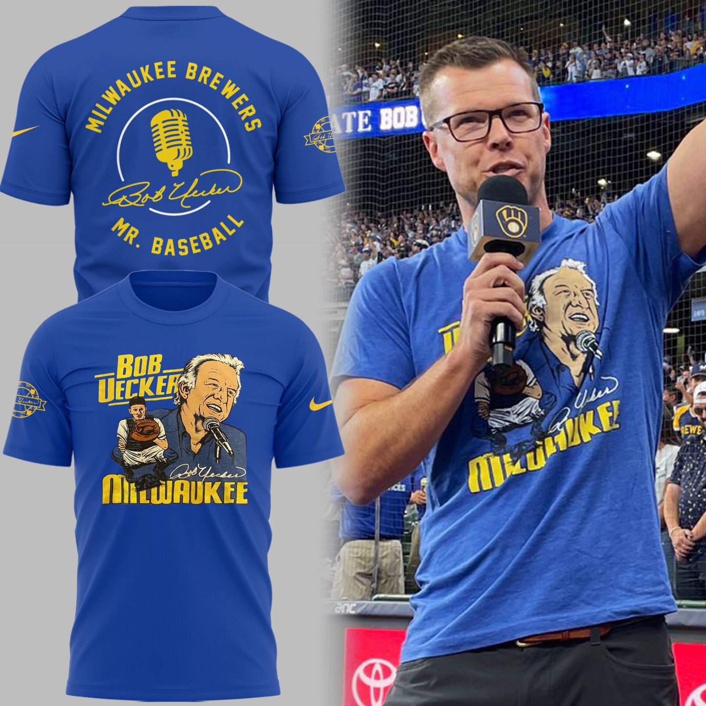 Limited Edition Brewers Baseball Honoring Mr. Baseball Bob Uecker TShirt