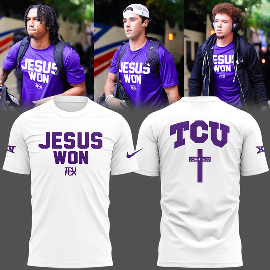 Limited Edition TCU Football Jesus Won W TShirt