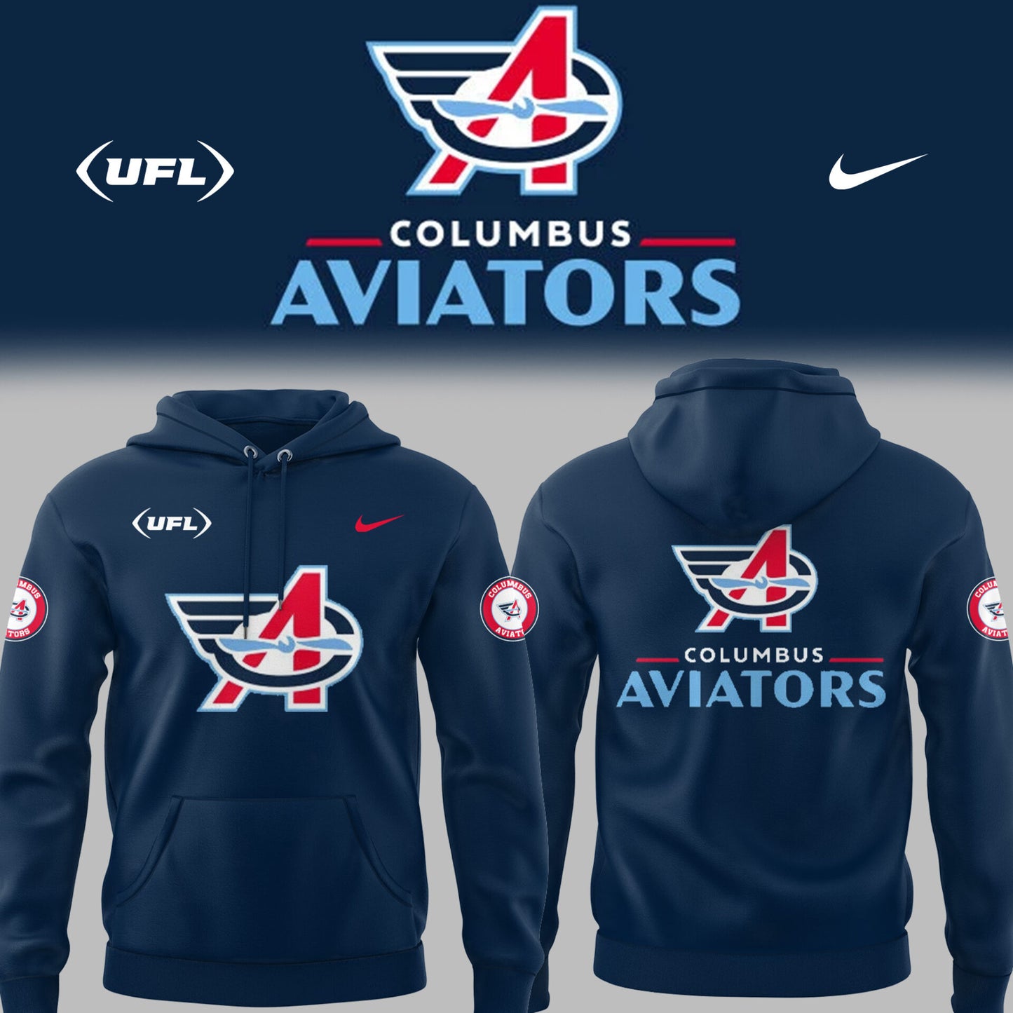 Limited Edition Columbus Aviators Football Blue Hoodie
