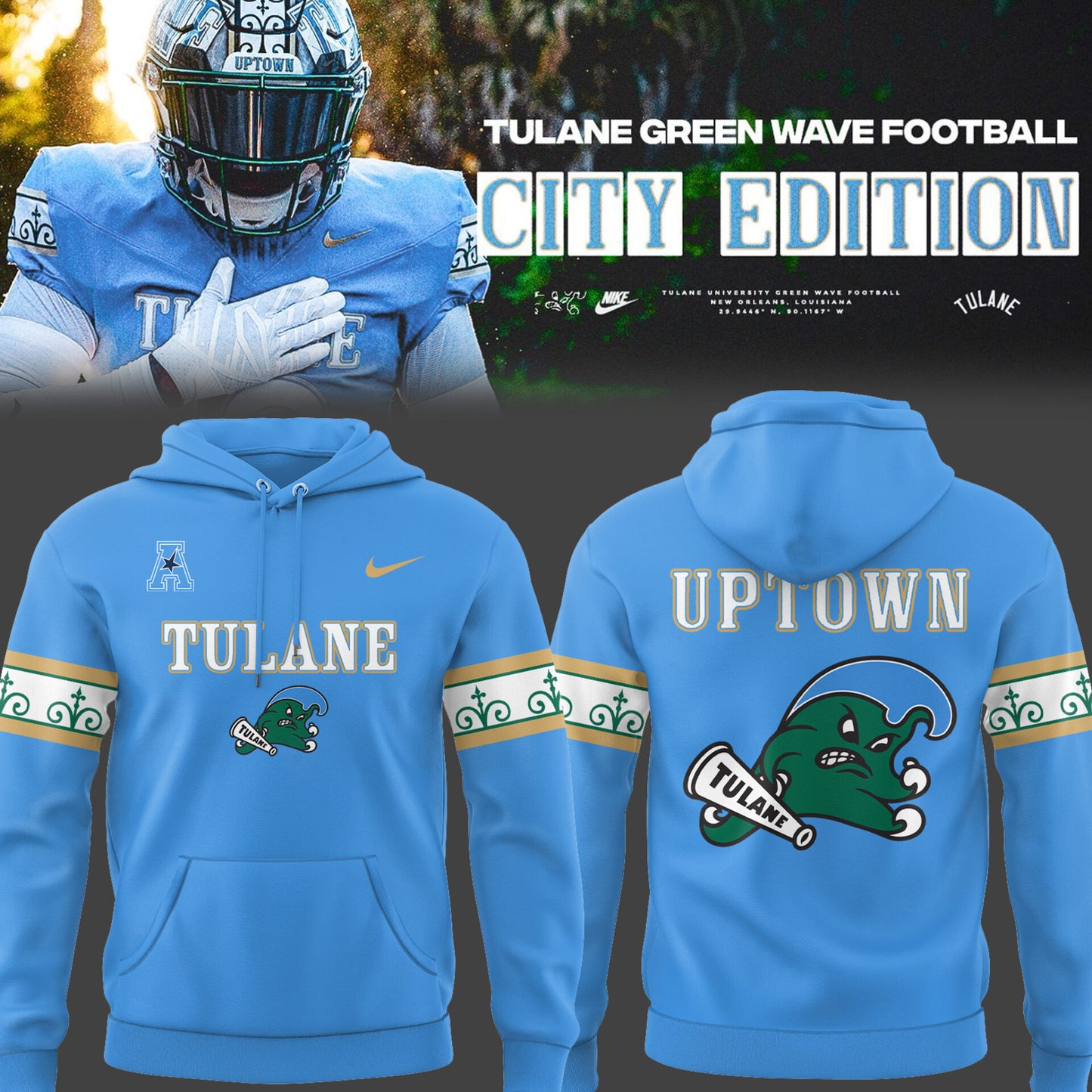 Limited Edition Tulane Football City Edition #UptownFootball Hoodie-PU25102202