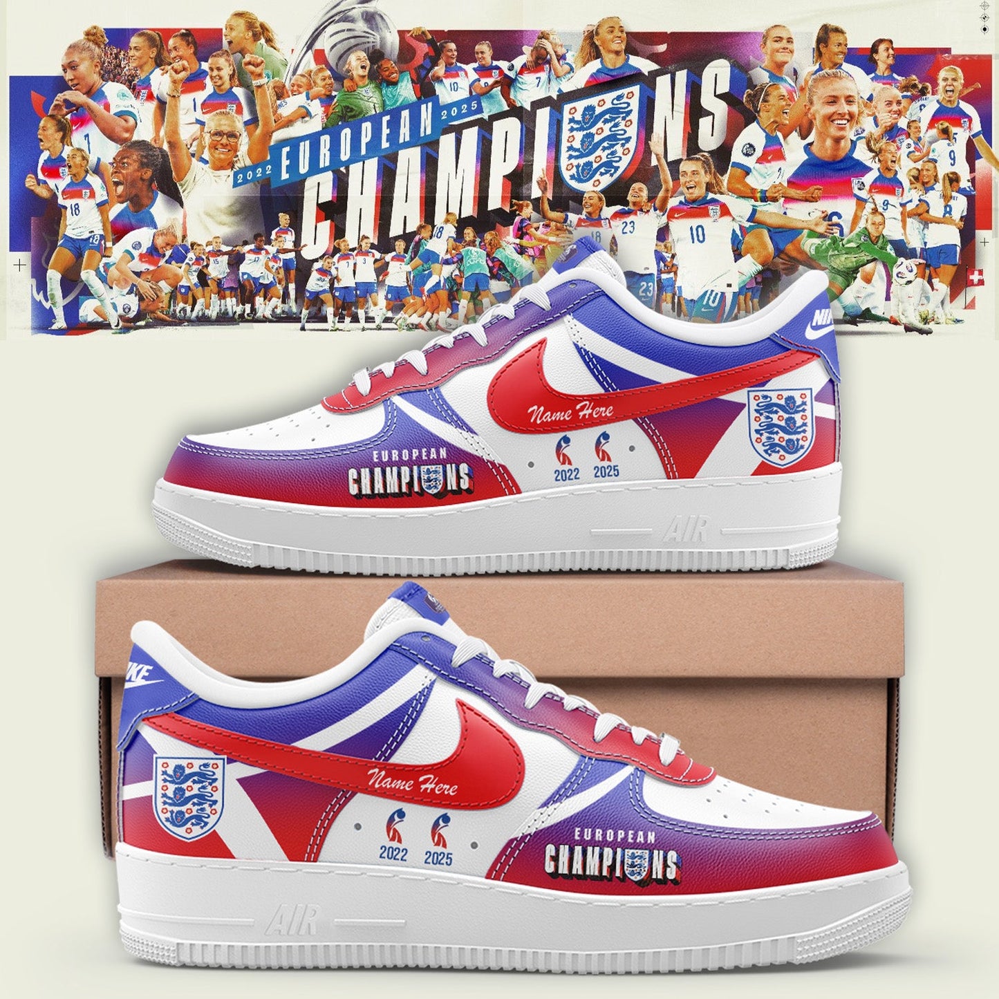 Limited Edition ENGLAND Soccer Women’s EURO 2025 Custom