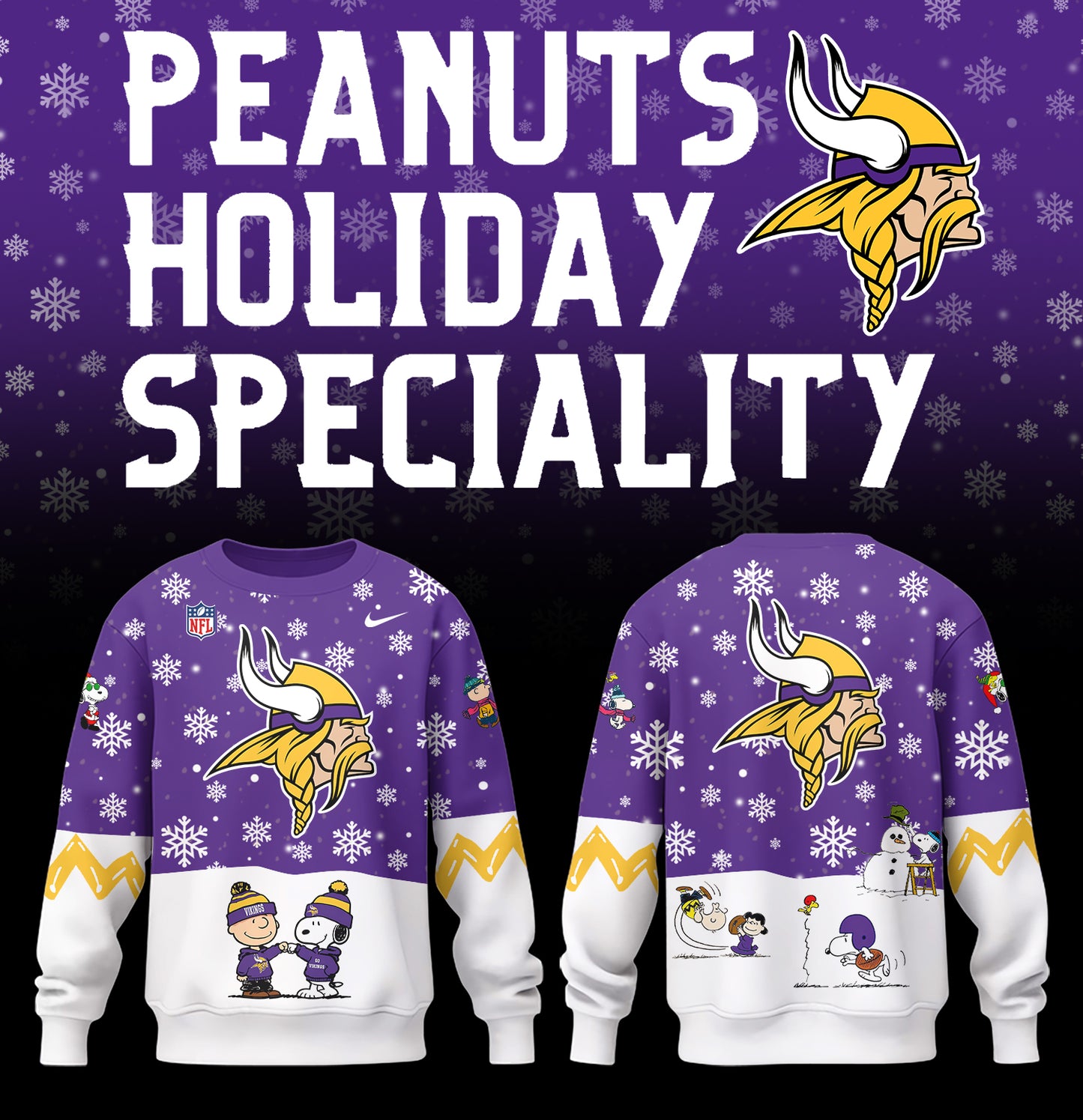Limited Edition Minnesota Vikings Peanuts Holiday Speciality Sweatshirt 2024
