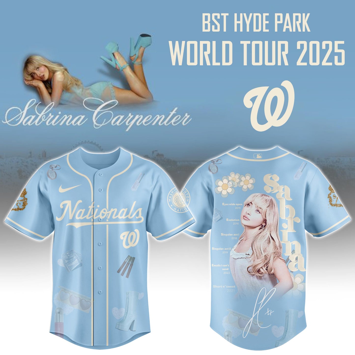 W Nationals x Sabrina Carpenter "Short n’ Sweet Tour" Jersey Editions Limited +Selling Out Fast
