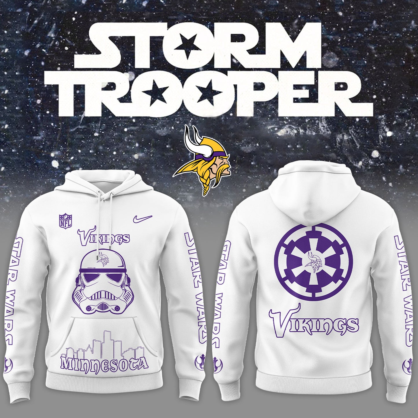 Limited Edition Minnesota Viking x Storm Trooper Hoodie 2024