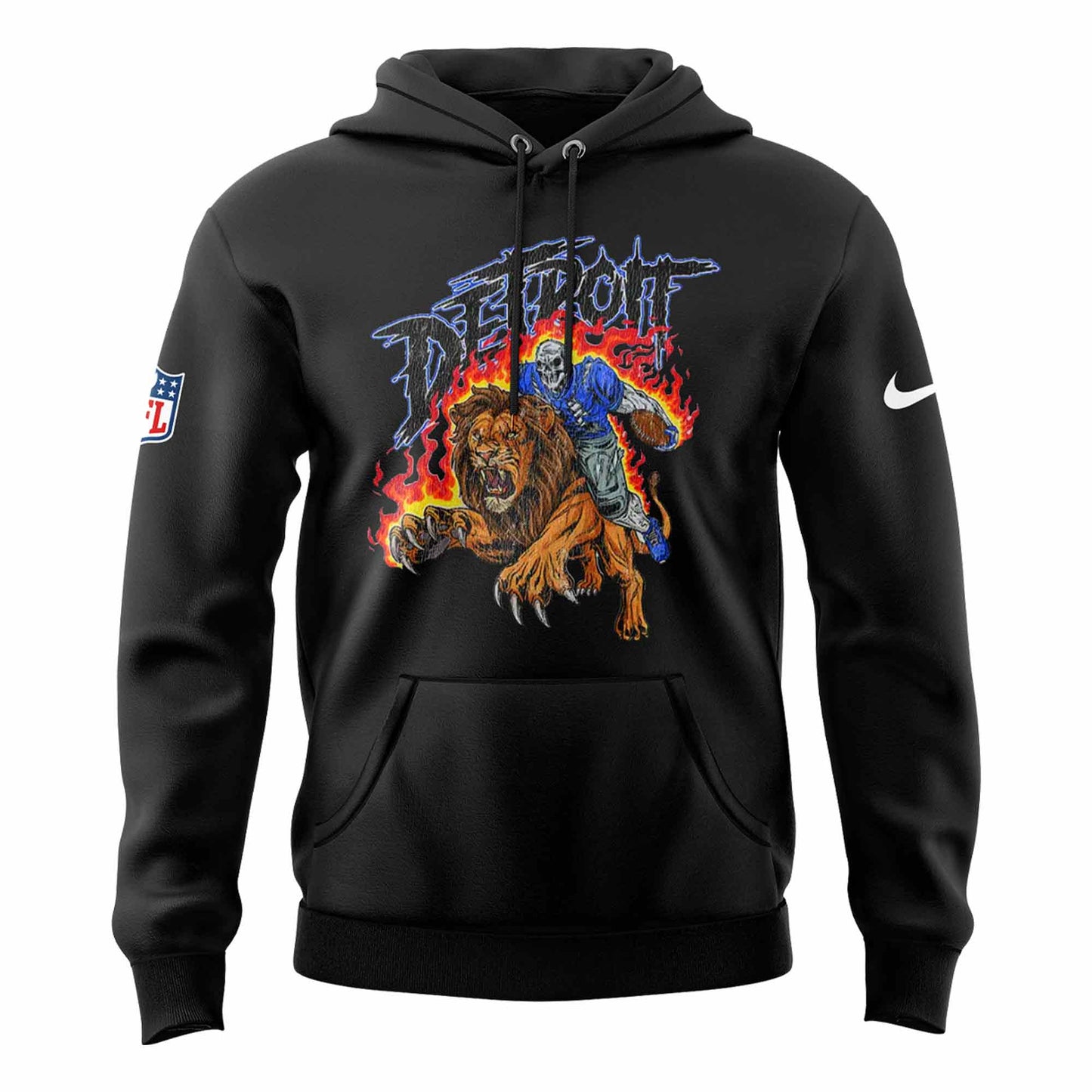 Detroit Lions Skull Hoodie (Black)
