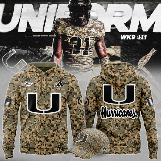 Miami Hurricanes Football x Military Camo Mode Limited Edition Hoodie 2025