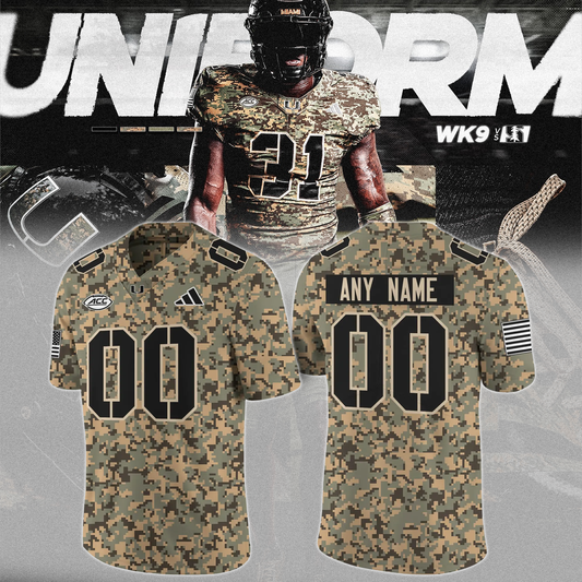 Miami Hurricanes Football Military Camo Mode Jersey 2025
