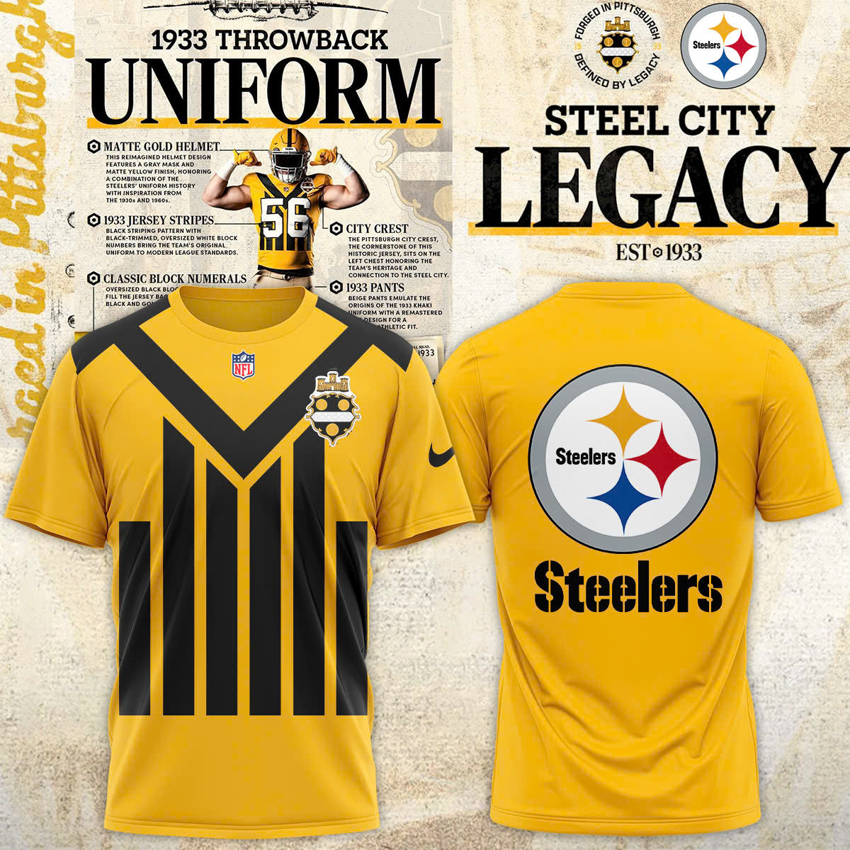..Steelers 1933 throwback uniformsTSHIRT&CAP