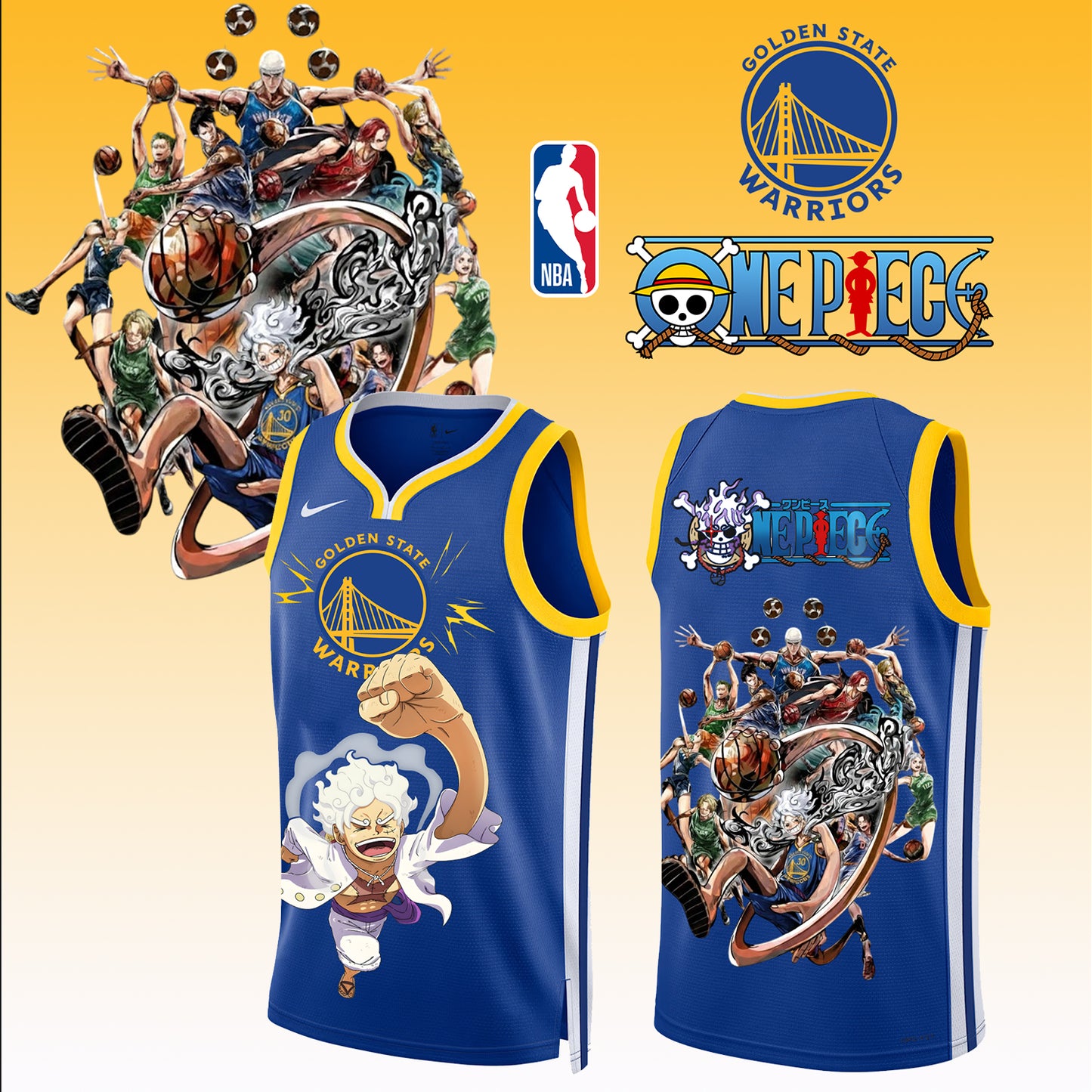 _ONE PIECE × NBA Golden State Warriors 2025 Jersey 3