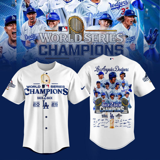 We Rule October LA Dodgers 2025 World Series Champions Baseball Jersey - White - Unisex