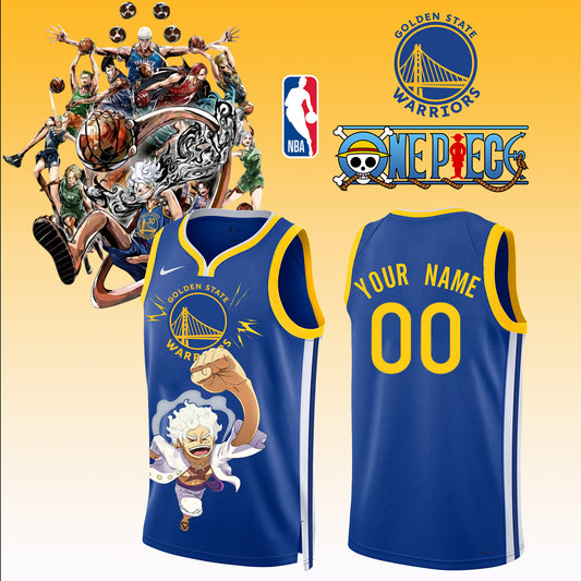 _ONE PIECE × NBA Golden State Warriors 2025 Jersey  ( Custom Name &amp; Number ) 3