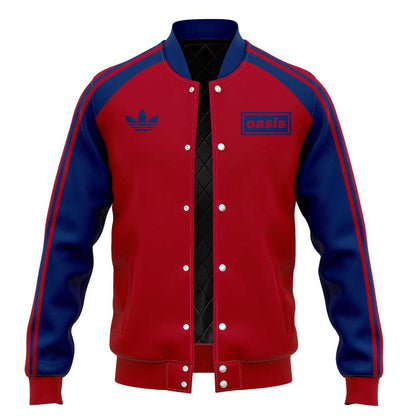 Limited Edition Oasis “Live ’25” London Baseball Jacket Red-Blue