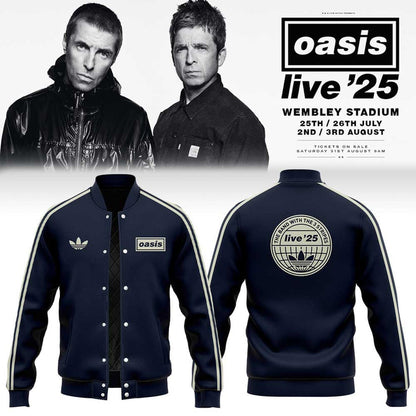 Limited Edition Oasis “Live ’25” London Baseball Jacket Navy Blue