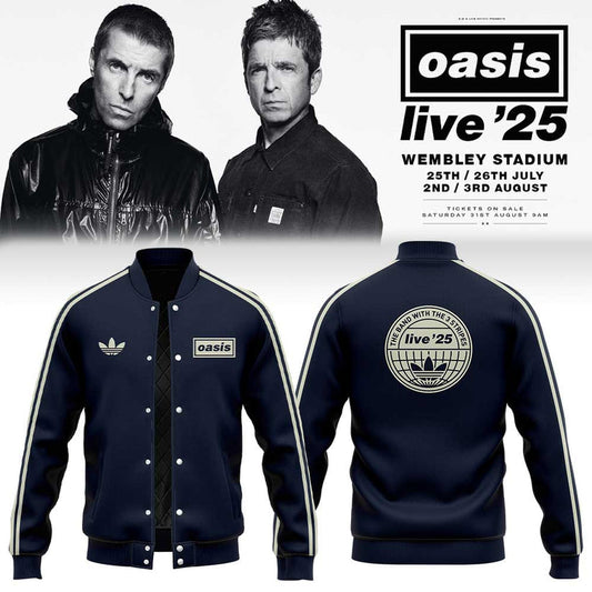 Limited Edition Oasis “Live ’25” London Baseball Jacket Navy Blue