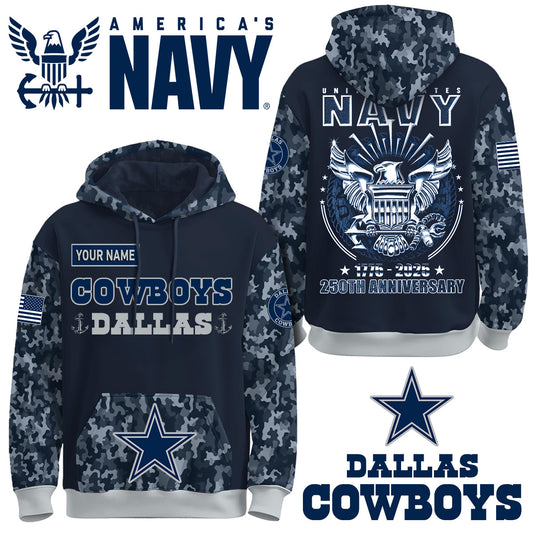 Dallas Cowboys x U.S Navy 250th Birthday Anniversary-3D Unisex Hoodie