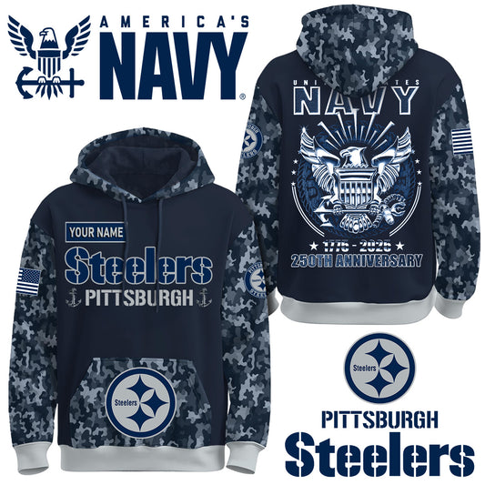Pittsburgh Steelers x U.S Navy 250th Birthday Anniversary-3D Unisex Hoodie