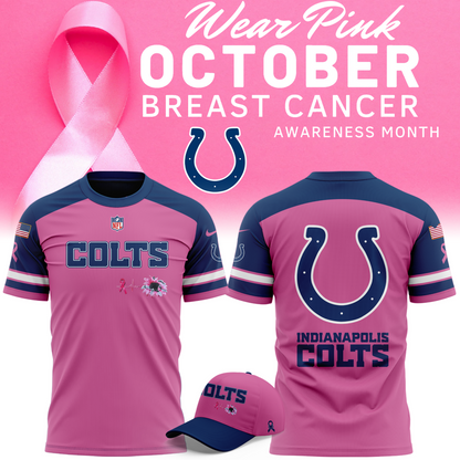 Limited Edition Indianapolis Colts Breast Cancer Awareness Pink Tshirt 2025