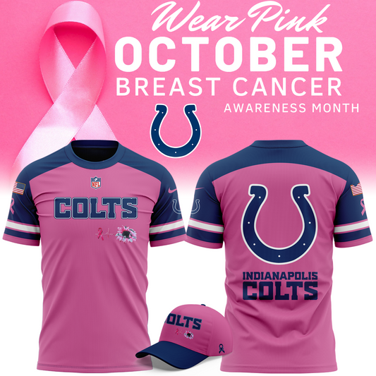 Limited Edition Indianapolis Colts Breast Cancer Awareness Pink Tshirt 2025