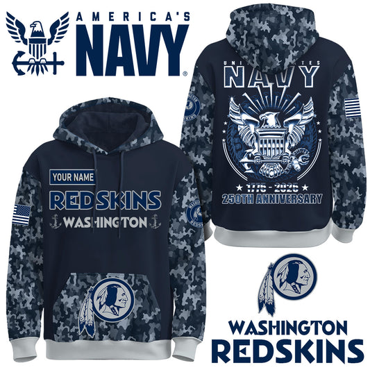 Washington Redskins x U.S Navy 250th Birthday Anniversary-3D Unisex Hoodie