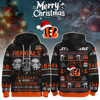 Unisex Bengals Merry Christmas The Force Edition Hoodie