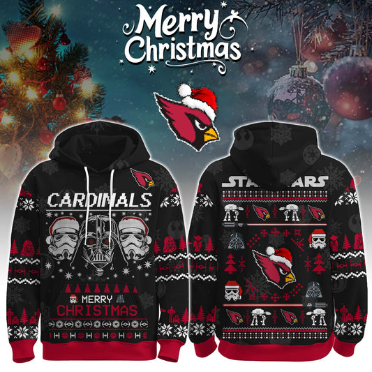 Unisex Cardinals Merry Christmas The Force Edition Hoodie