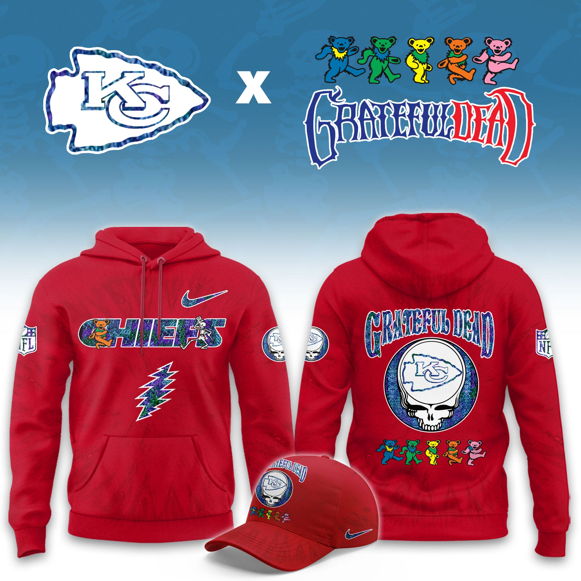 _Kansas City Chiefs Grateful Dead Limited Hoodie
