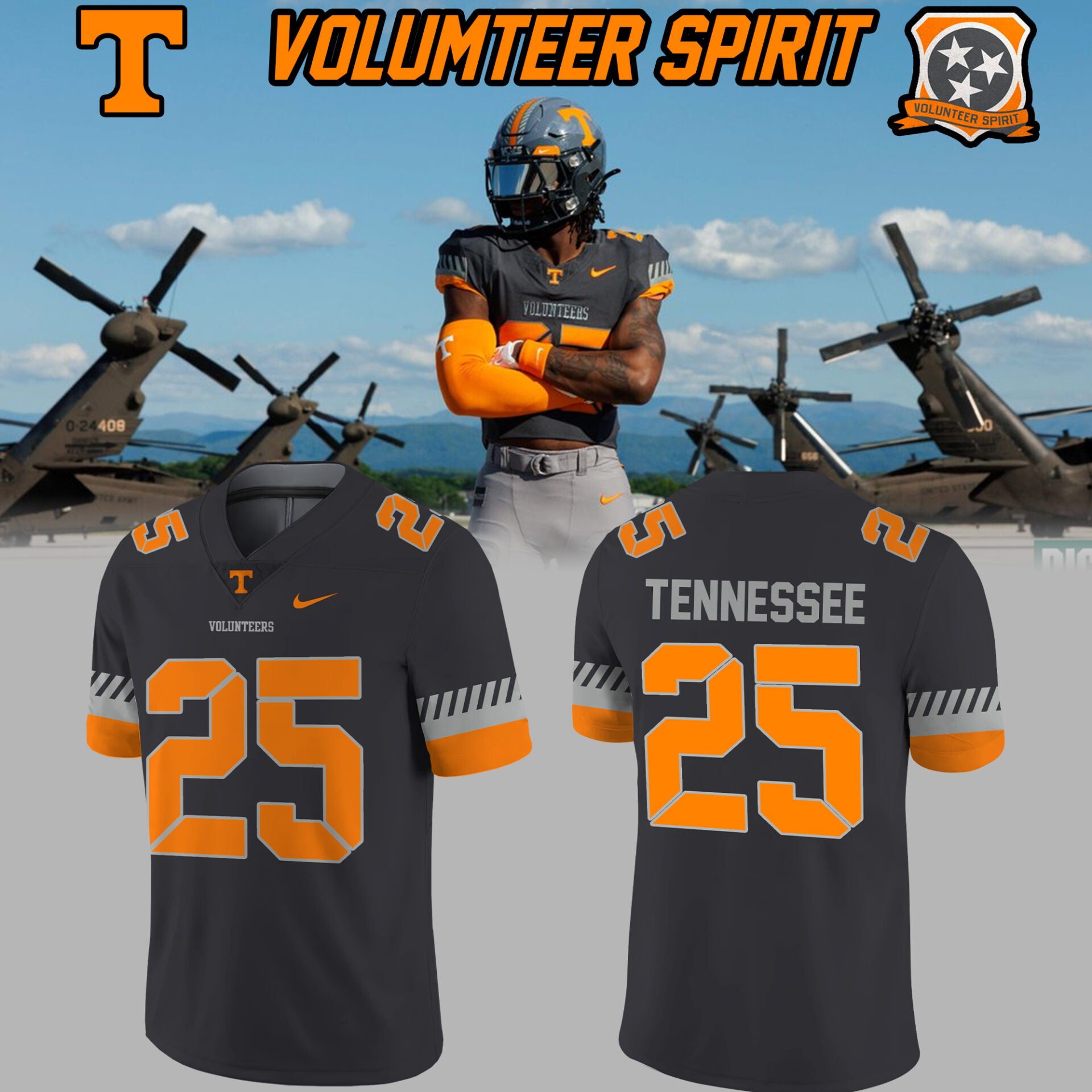 Limited Edition Volunteer Football Smokey Grey ‘Volunteer Spirit’ Jersey