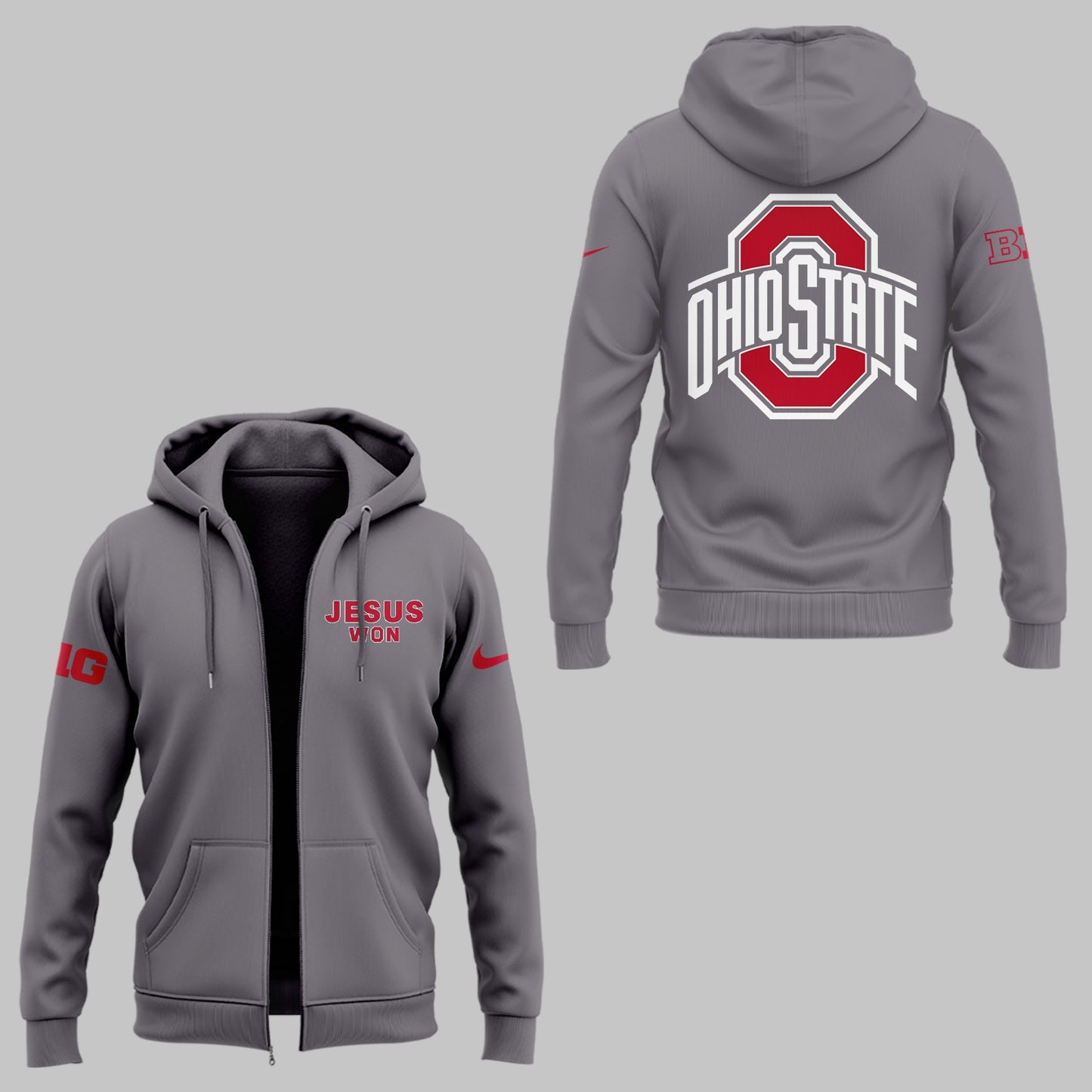 Limited Edition JESUS WON Gray Zip Hoodie