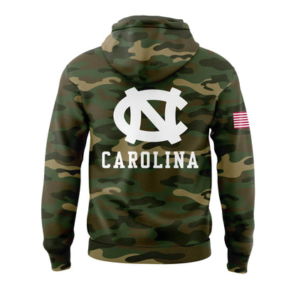Limited Edition North Carolina Football Thanks Veterans Camo Hoodie -  - Carolina Tar Heels Shirt