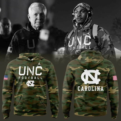 Limited Edition North Carolina Football Thanks Veterans Camo Hoodie -  - Carolina Tar Heels Shirt