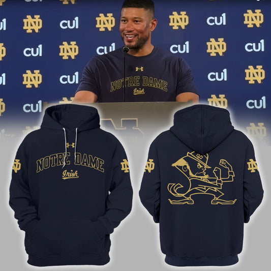Limited Edition Notre Dame Coach Marcus Freeman Navy/Gold Hoodie