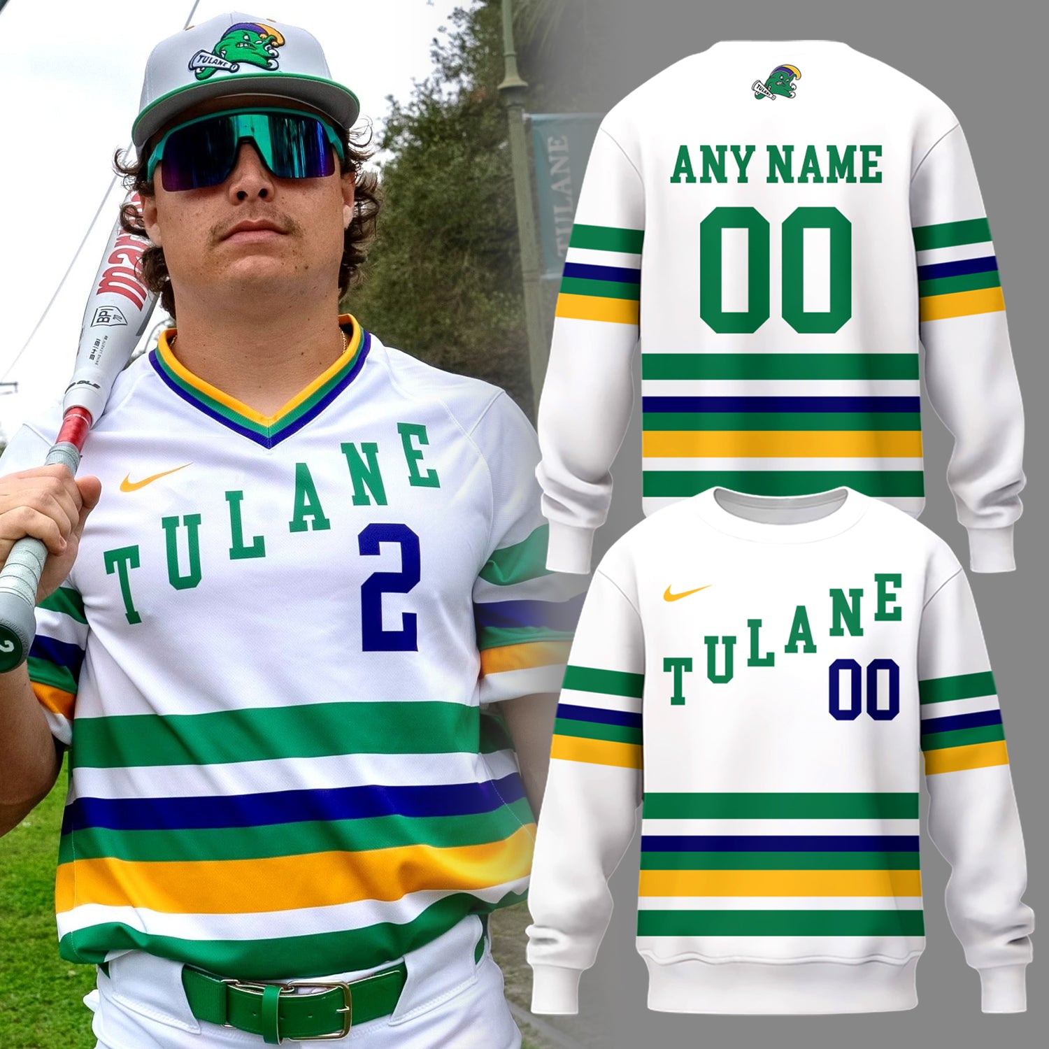 Tulane Baseball 2025 Limited Edition​ "Mardi Gras 2025" Custom Sweatshirt-PU25021603